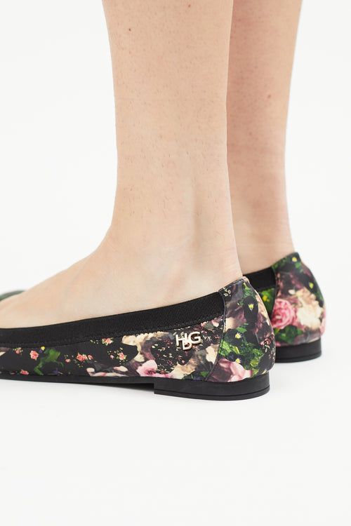 Givenchy Black 
Multicolour Leather Floral Ballet Flat