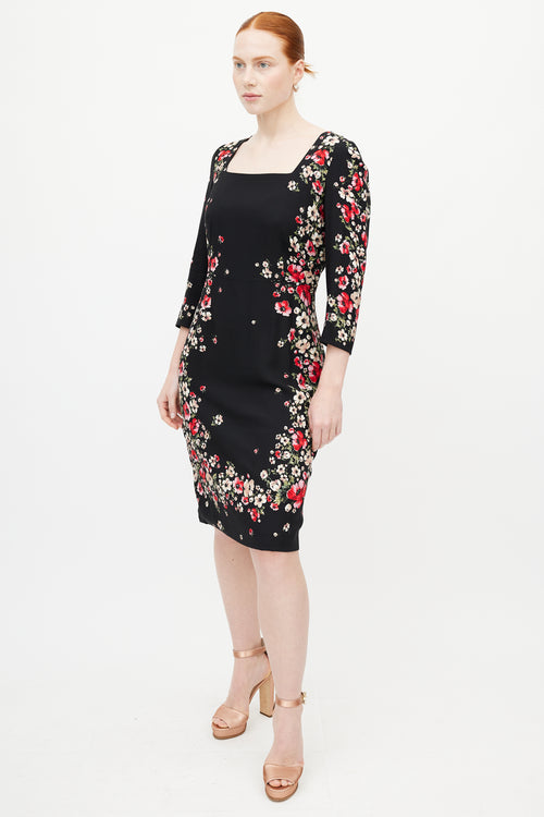 Dolce 
Gabbana Black 
Multicolour Floral Midi Dress