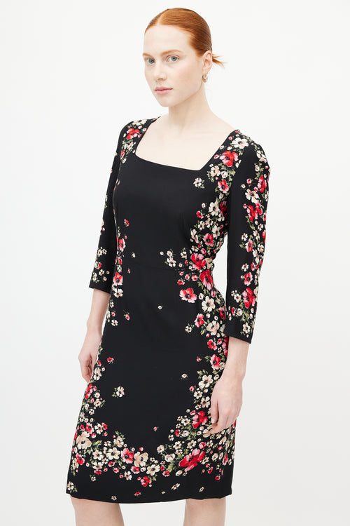 Dolce 
Gabbana Black 
Multicolour Floral Midi Dress