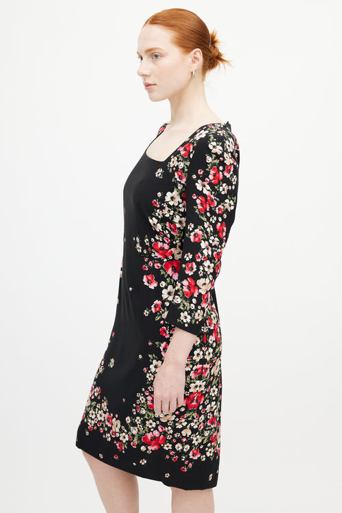 Dolce 
Gabbana Black 
Multicolour Floral Midi Dress