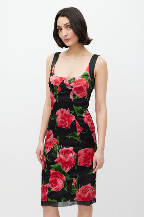 Dolce 
Gabbana Black 
Multicolour Floral Panelled Dress