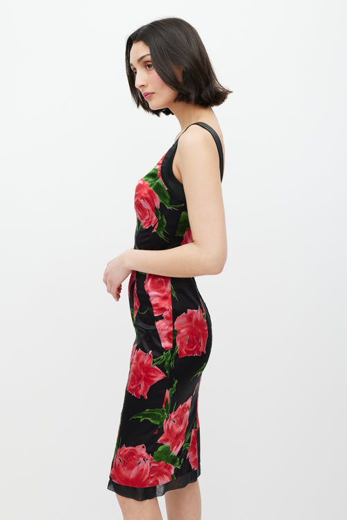 Dolce 
Gabbana Black 
Multicolour Floral Panelled Dress