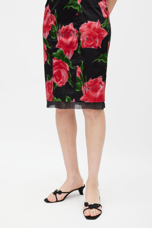 Dolce 
Gabbana Black 
Multicolour Floral Panelled Dress