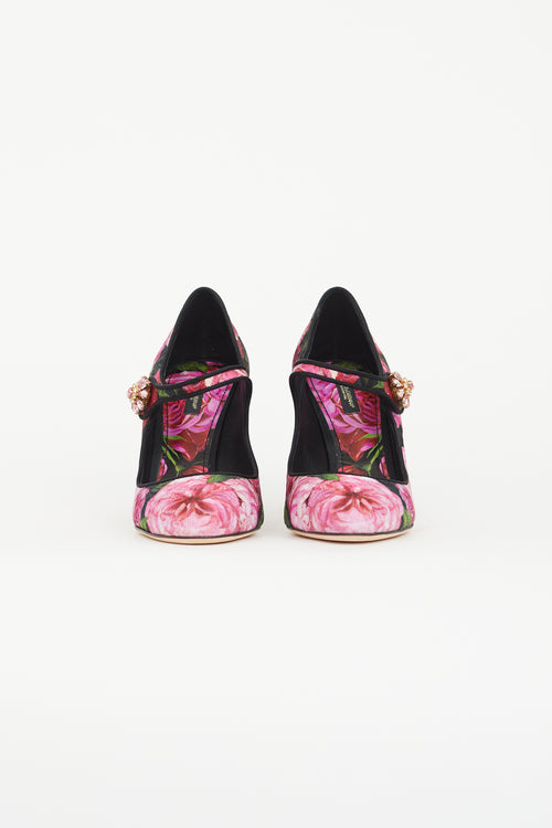 Dolce 
Gabbana Black 
Multicolour Floral Satin Pump