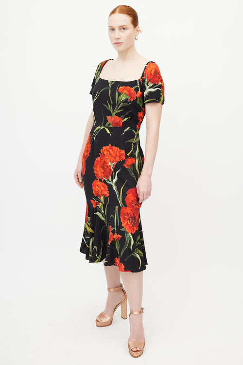 Dolce 
Gabbana Black 
Multicolour Rose Dress