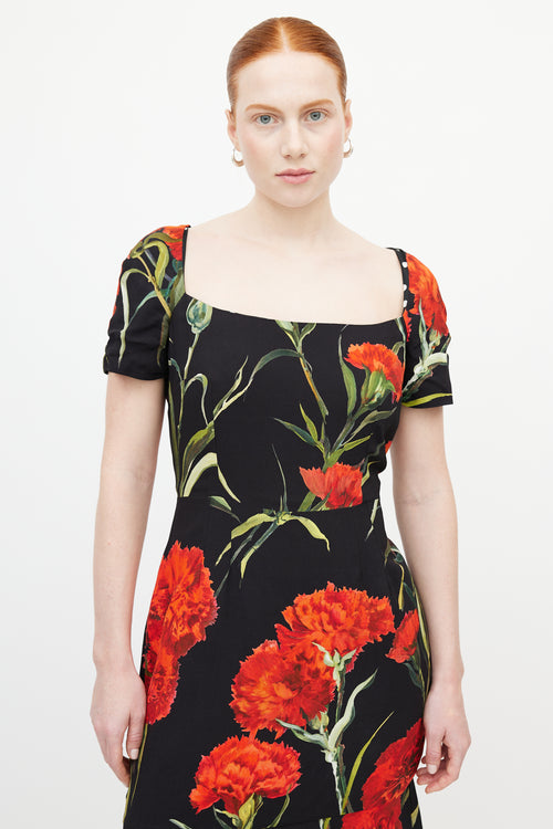 Dolce 
Gabbana Black 
Multicolour Rose Dress