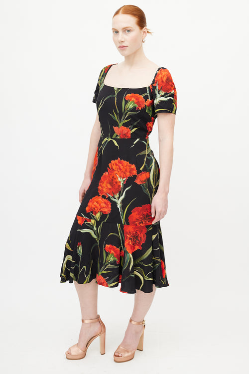 Dolce 
Gabbana Black 
Multicolour Rose Dress