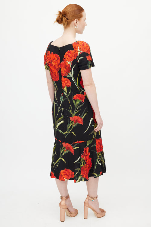 Dolce 
Gabbana Black 
Multicolour Rose Dress