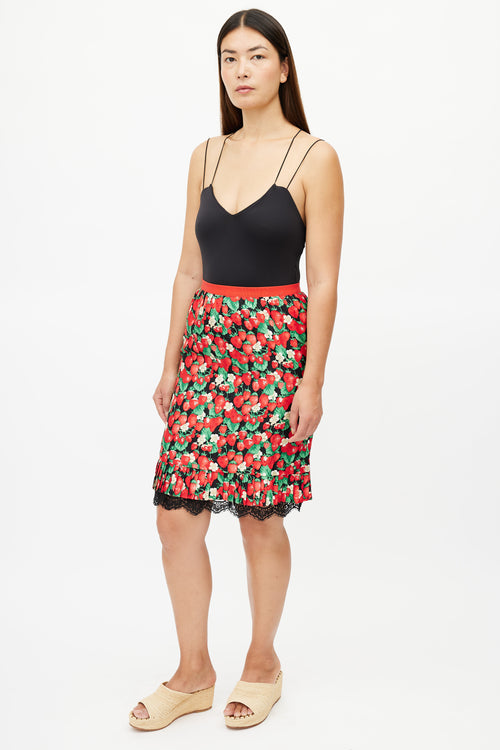 Dolce 
Gabbana Black 
Multicolour Strawberry Silk Skirt