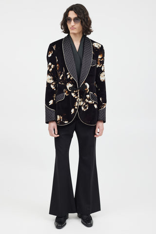 Dolce 
Gabbana Black 
Multicolour Velour Floral Blazer