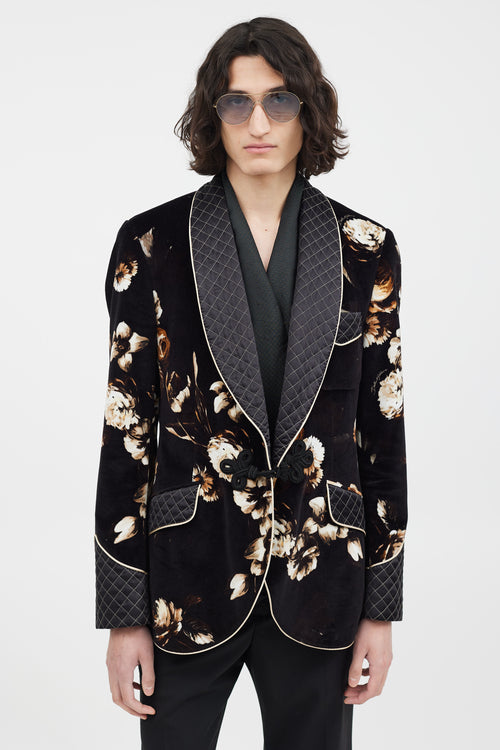 Dolce 
Gabbana Black 
Multicolour Velour Floral Blazer