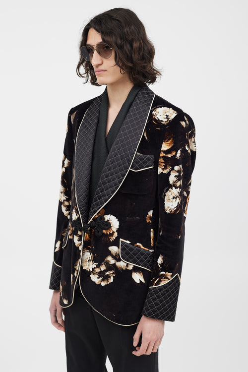 Dolce 
Gabbana Black 
Multicolour Velour Floral Blazer