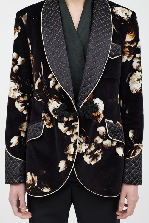 Dolce 
Gabbana Black 
Multicolour Velour Floral Blazer