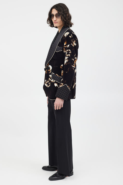 Dolce 
Gabbana Black 
Multicolour Velour Floral Blazer