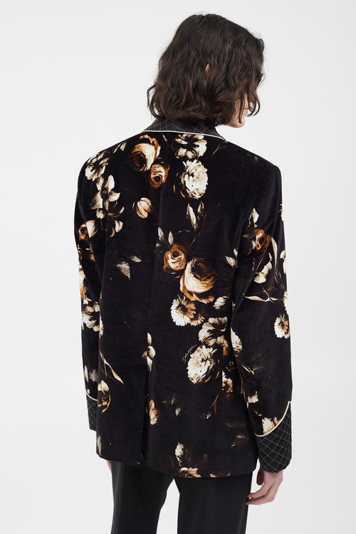 Dolce 
Gabbana Black 
Multicolour Velour Floral Blazer