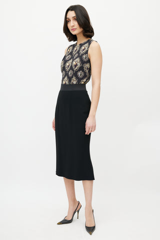 Dolce 
Gabbana Black Pencil Midi Skirt