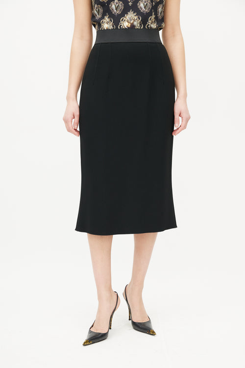 Dolce 
Gabbana Black Pencil Midi Skirt