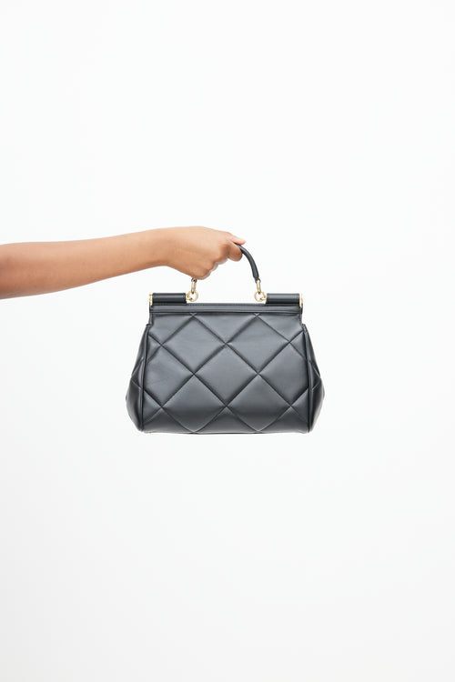 Dolce 
Gabbana Black Quilted Small Sicily Shoulder Bag