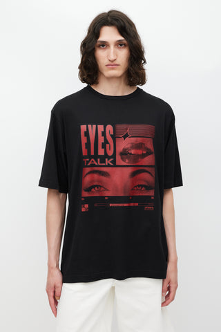 Dolce 
Gabbana Black 
Red Eyes Talk Logo T-Shirt