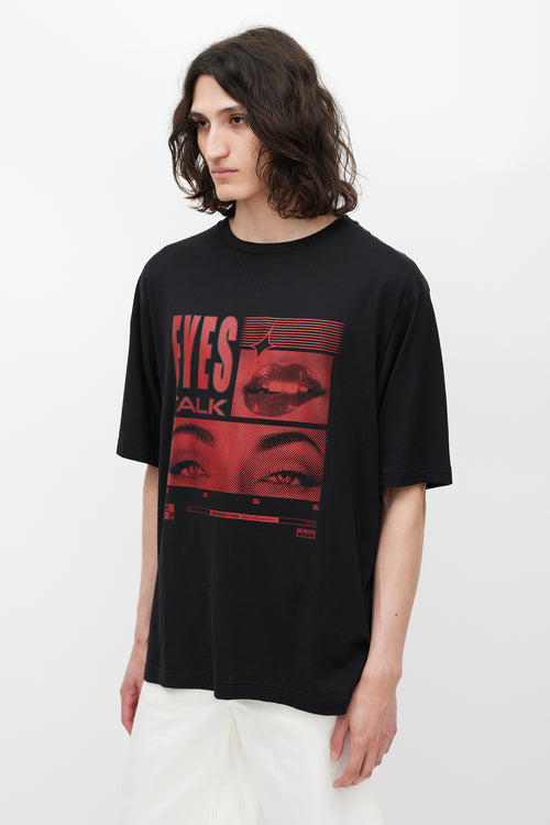 Dolce 
Gabbana Black 
Red Eyes Talk Logo T-Shirt