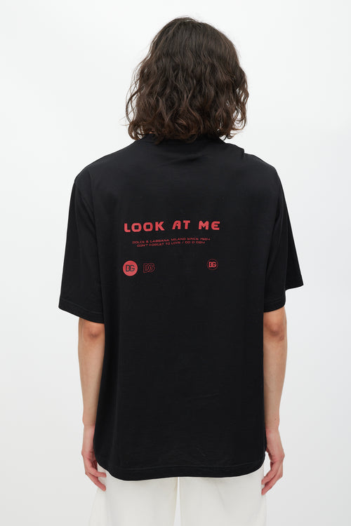 Dolce 
Gabbana Black 
Red Eyes Talk Logo T-Shirt