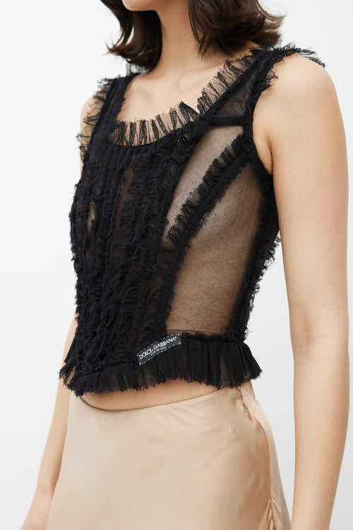 Dolce 
Gabbana Black Ruffled Mesh Corset