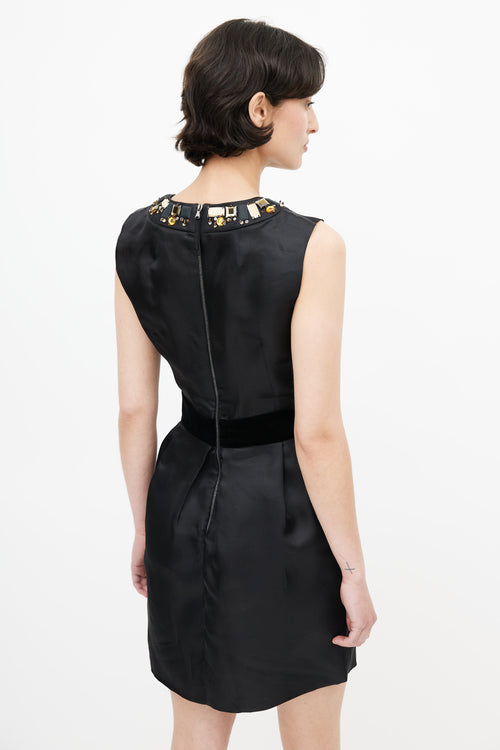 Dolce 
Gabbana Black Satin Jewel Embellished Dress