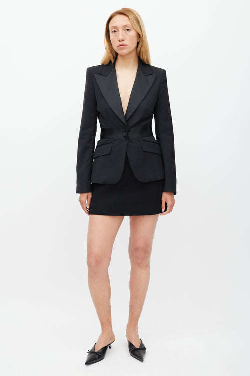 Dolce 
Gabbana Black Satin Panel Two Pocket Blazer