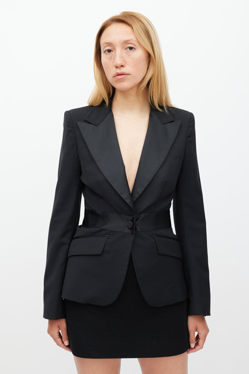 Dolce 
Gabbana Black Satin Panel Two Pocket Blazer