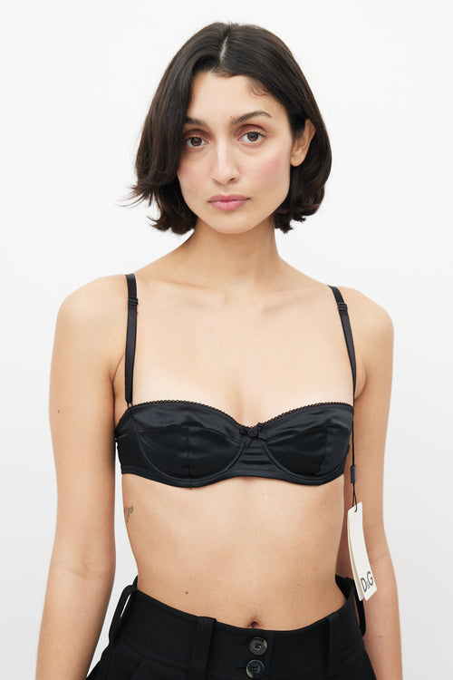 Dolce 
Gabbana Black Satin Rose Bra