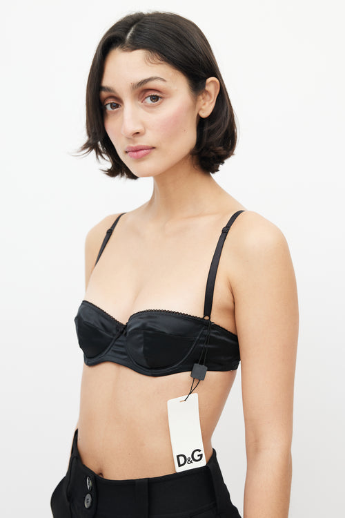 Dolce 
Gabbana Black Satin Rose Bra