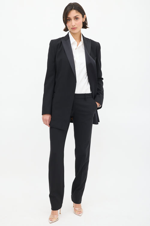 Dolce 
Gabbana Black Satin Trim Belted Pant Suit