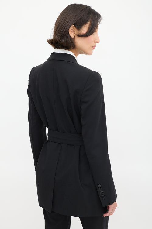 Dolce 
Gabbana Black Satin Trim Belted Pant Suit