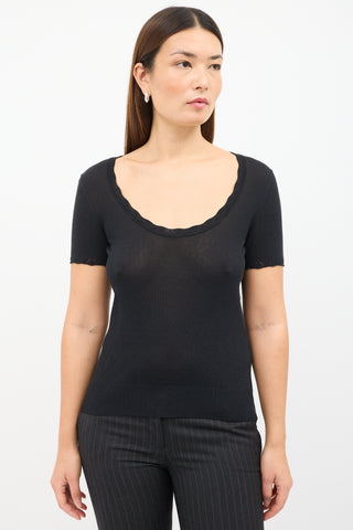 Dolce 
Gabbana Black Semi Sheer Scoop T-Shirt