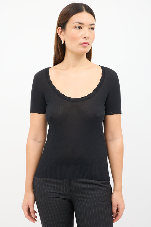 Dolce 
Gabbana Black Semi Sheer Scoop T-Shirt