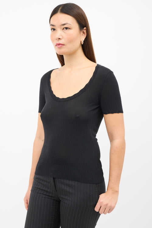 Dolce 
Gabbana Black Semi Sheer Scoop T-Shirt