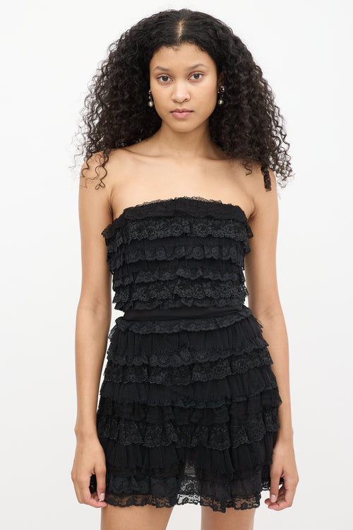 Dolce 
Gabbana Black Silk Lace Tiered Corset Dress