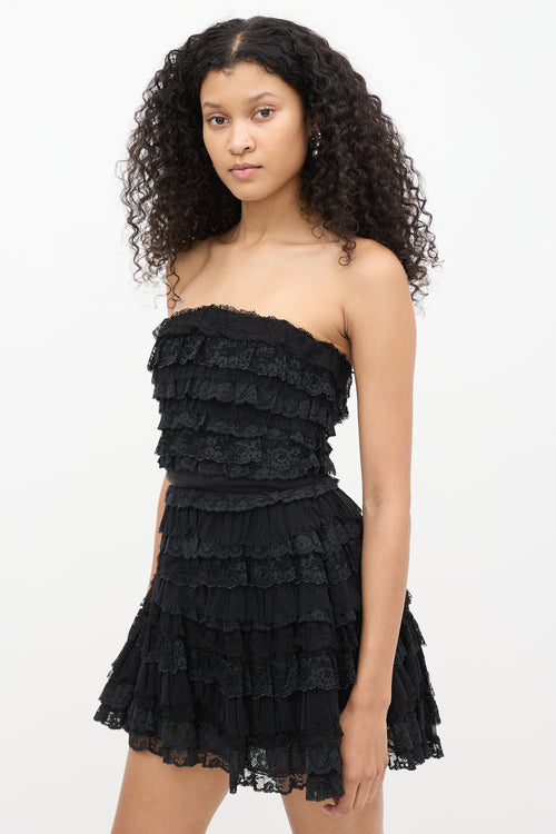 Dolce 
Gabbana Black Silk Lace Tiered Corset Dress