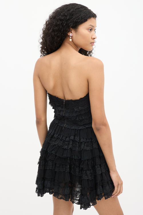 Dolce 
Gabbana Black Silk Lace Tiered Corset Dress