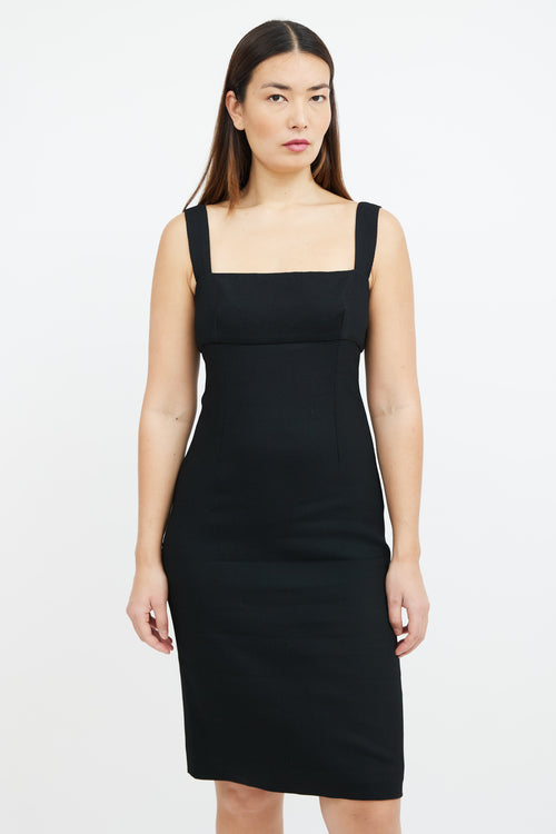 Dolce 
Gabbana Black Textured Wool Midi Dress