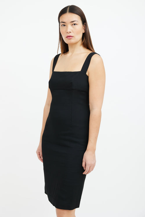 Dolce 
Gabbana Black Textured Wool Midi Dress