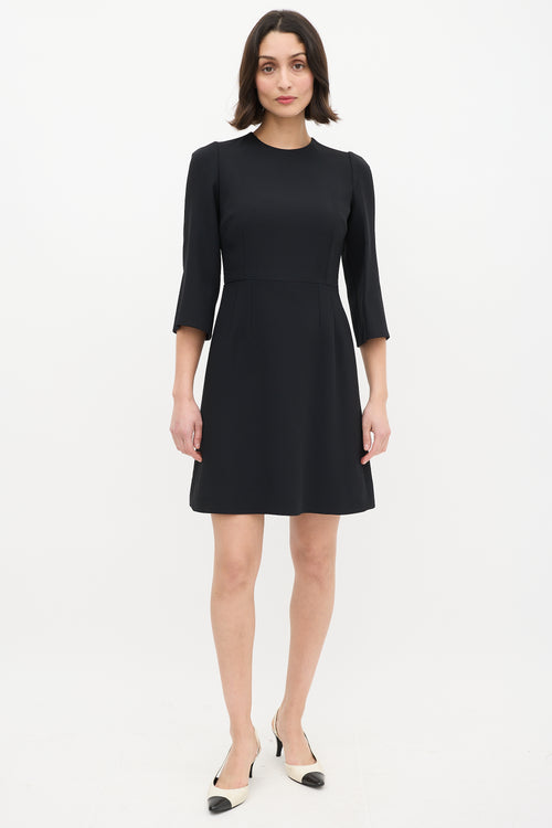 Dolce 
Gabbana Black Three Quarter Sleeve Sheath Dress