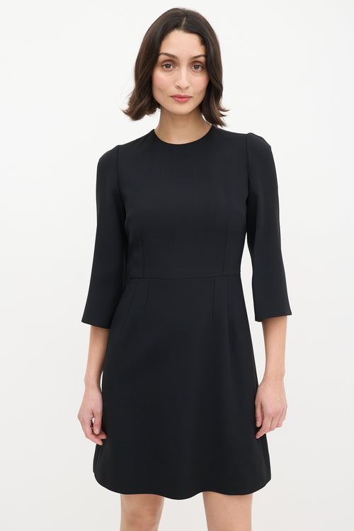 Dolce 
Gabbana Black Three Quarter Sleeve Sheath Dress