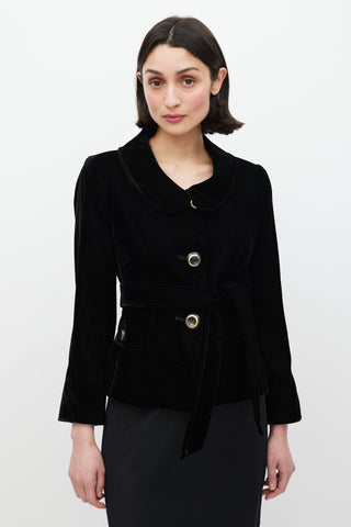 Dolce 
Gabbana Black Velour Belted Jacket