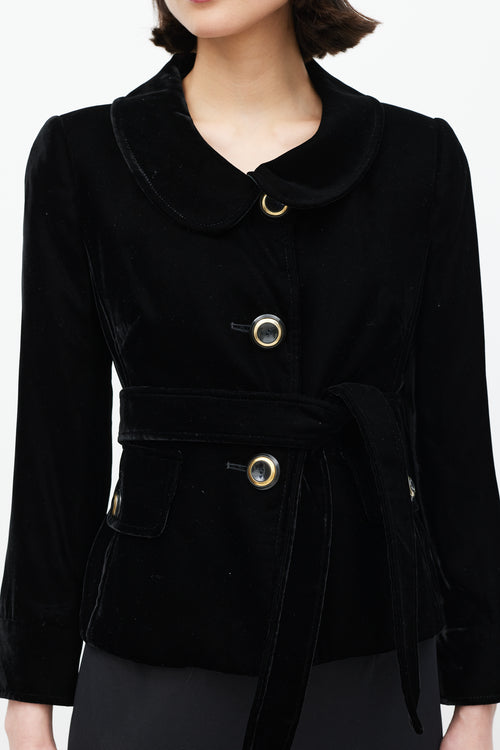 Dolce 
Gabbana Black Velour Belted Jacket