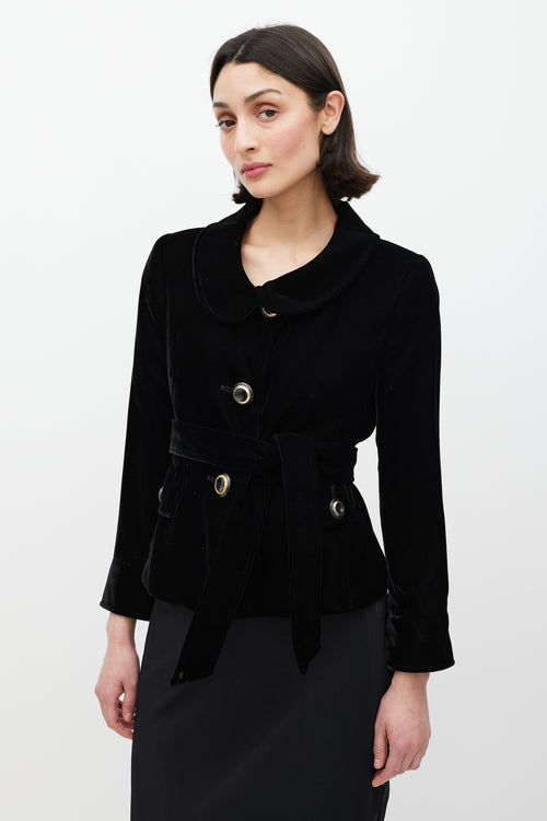 Dolce 
Gabbana Black Velour Belted Jacket