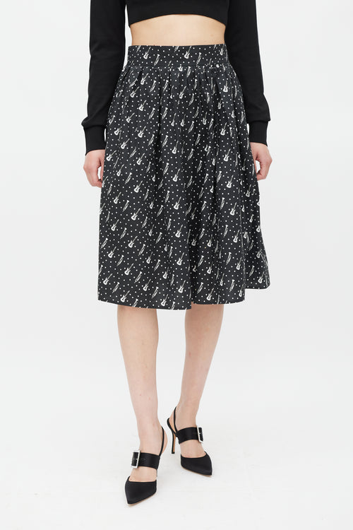 Dolce 
Gabbana Black 
White Instrument 
Polka Dot Printed Skirt