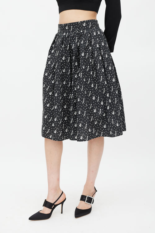 Dolce 
Gabbana Black 
White Instrument 
Polka Dot Printed Skirt