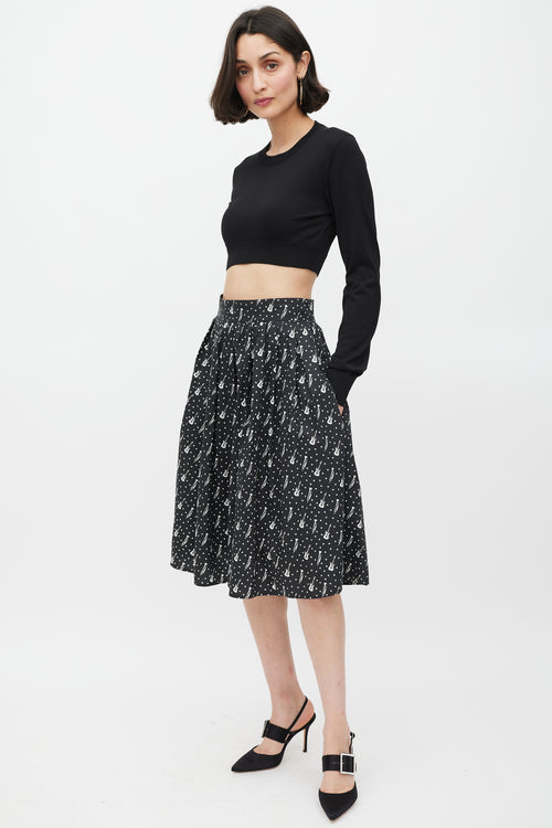 Dolce 
Gabbana Black 
White Instrument 
Polka Dot Printed Skirt