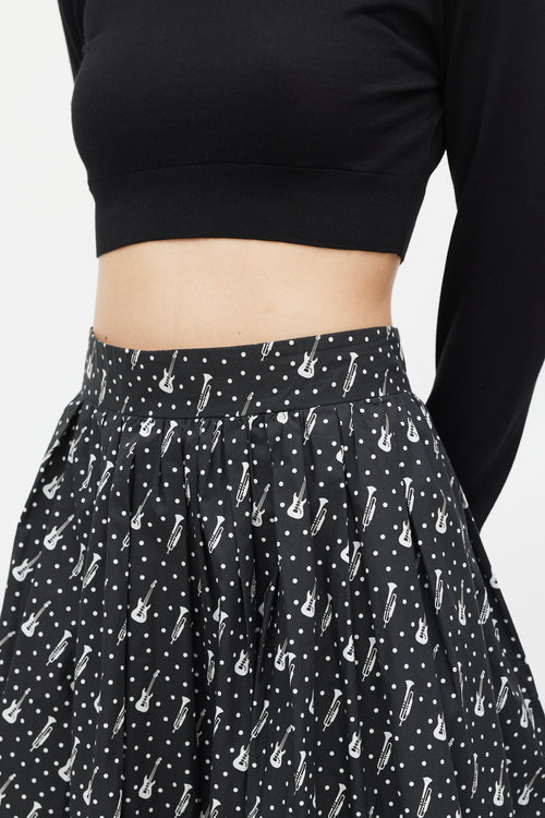 Dolce 
Gabbana Black 
White Instrument 
Polka Dot Printed Skirt